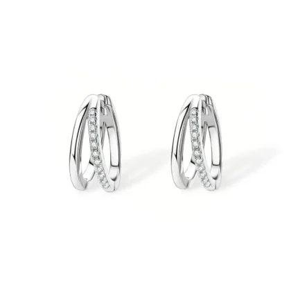 18K Solid Gold Diamond Huggie Earrings