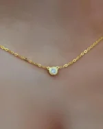 Petite Solitaire Lab Grown Diamond Necklace | 18K Gold Minimalist Sparkling Necklace - Image 4