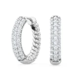 18K Solid Gold 0.41Ct Natural Diamond Hoop Earrings