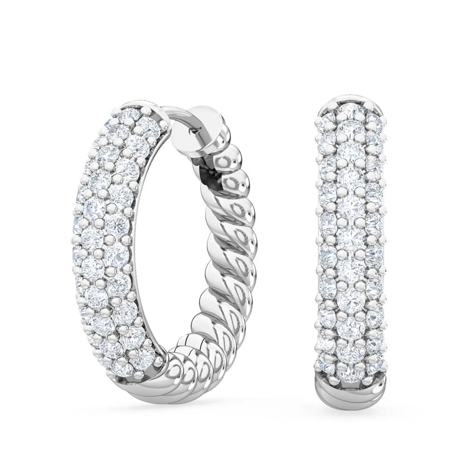 18K Solid Gold 0.41Ct Natural Diamond Hoop Earrings 18K Solid Gold 0.41Ct Natural Diamond Hoop Earrings