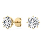 18K Solid Gold Round Brilliant 2.0 CTW 8-Prong Natural Diamond Stud Earrings - Image 4