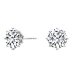 18K Solid Gold Round Brilliant 2.0 CTW 8-Prong Natural Diamond Stud Earrings - Image 6