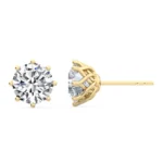 18K Solid Gold Round Brilliant 2.0 CTW 8-Prong Natural Diamond Stud Earrings - Image 5