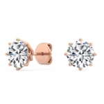 18K Solid Gold Round Brilliant 2.0 CTW 8-Prong Natural Diamond Stud Earrings - Image 2