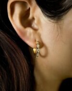 18K Solid Gold Lab Grown Diamond Hoop Earrings - Image 2