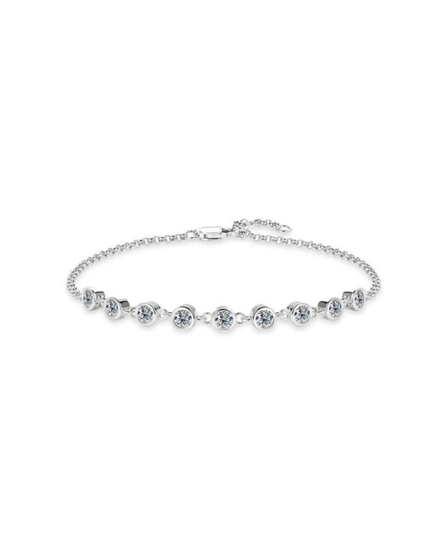 18K Solid Gold 0.9ct Natural Diamond Bracelet | Bezel Diamond Bracelet