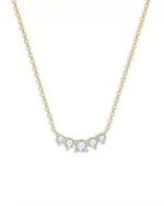 18K Solid Gold 0.58 CTW 5 Diamond Prong Set Diamond Cluster Necklace - Image 2