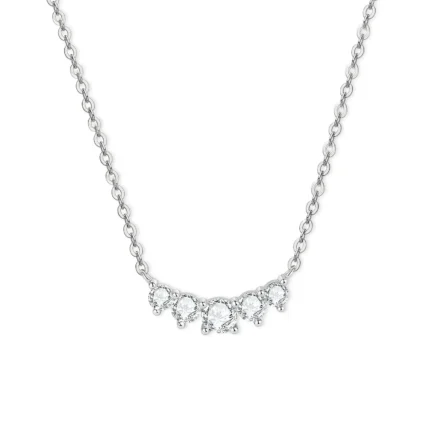 18K Solid Gold 0.58 CTW 5 Diamond Prong Set Diamond Cluster Necklace