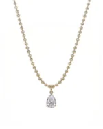 18K Solid Gold 6CT Pear Cut Natural Diamond Statement Necklace