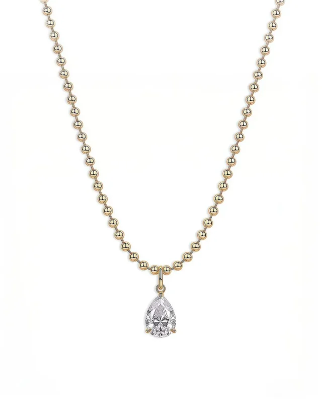 18K Solid Gold 6CT Pear Cut Natural Diamond Statement Necklace