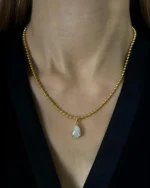 18K Solid Gold 3CT Pear Cut Lab Grown Diamond Statement Necklace | 6 Carat Teardrop Statement Necklace - Image 2