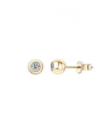 18K Solid Gold 0.4ct Natural Diamond Bead Studs | 18K Solid Gold Natural Diamond Ball Stud Earrings - Image 3