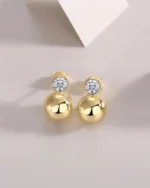 18K Solid Gold 0.5CT Round Lab Grown Diamond Stud Earrings | 18K Solid Gold Diamond Sphere Studs - Image 2