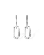 18K Solid Gold Dual Hoop Natural Diamond Drop Earrings