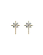 18K Solid Gold Lab Grown Diamond Cross Stud Earrings - Image 5