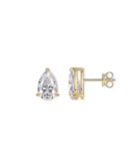 18K Solid Gold 2CT Pear Natural Diamond Stud Earrings | 18K Solid Gold Solitaire Studs