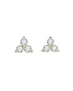 18K Solid Gold Three Stone Lab Grown Diamond Studs | Triple Lab Grown Diamond Stud Earrings - Image 3