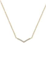 18K Solid Gold V Shaped Natural Diamond Necklace