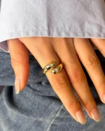 18K Solid Gold 0.6ct Double Pear Natural Diamond Ring | 18K Solid Gold Stackable Rings | Teardrop Fashion Ring - Image 2