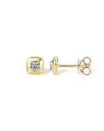 18K Solid Gold Bezel Set Lab Grown Diamond Stud Earrings - Image 4