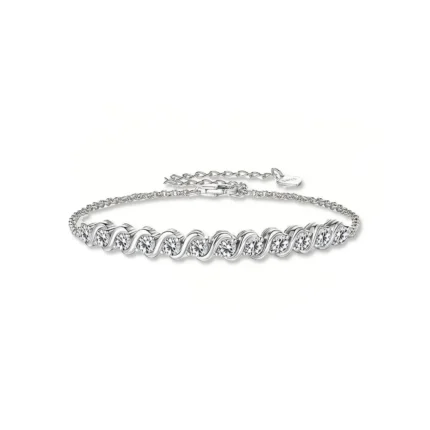 18K Solid Gold 1.2ct Natural Diamond Wave Bracelets