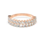 18K Solid Gold 1.00Ct Baguette Natural Diamond Chevron Wedding Band - Image 2
