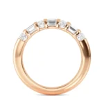 18K Solid Gold 0.86ct Channel Set Round-Baguette Lab Grown Diamond Wedding Band - Image 2