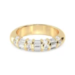 18K Solid Gold 0.86ct Channel Set Round-Baguette Lab Grown Diamond Wedding Band - Image 4