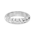 18K Solid Gold 0.86ct Channel Set Round-Baguette Natural Diamond Wedding Band
