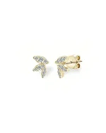 18K Solid Gold Leaf Stud Earrings - Image 4