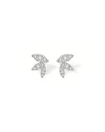 18K Solid Gold Leaf Stud Earrings