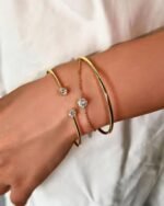 18K Solid Gold 1ct Natural Diamond Double Layer Bracelets - Image 3