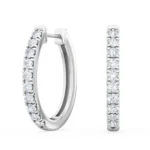 18K Solid Gold 0.44Ct Natural Diamond Hoop Earrings