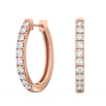 18K Solid Gold 0.44Ct Natural Diamond Hoop Earrings - Image 4