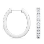 18K Solid Gold 0.44Ct Natural Diamond Hoop Earrings - Image 5
