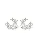 18K Solid Gold Natural Diamond Cluster Stud Earrings