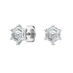 18K Solid Gold 1.00ct Hexagon Natural Diamond Studs - Image 5