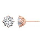 18K Solid Gold Round Brilliant 2.0 CTW 8-Prong Natural Diamond Stud Earrings - Image 3