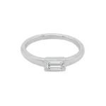 18K Solid Gold 0.22 CT Baguette Cut Lab Grown Diamond Stacking Ring - Image 2