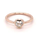 18K Solid Gold 0.32 CT Heart Cut Lab Grown Diamond Stacking Ring - Image 2