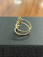 18K Solid Gold Emerald, Heart & Round Cut Natural Diamond Corkscrew Ring - Image 5