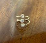 18K Solid Gold Emerald, Heart & Round Cut Natural Diamond Corkscrew Ring - Image 4