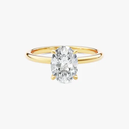 18K Solid Gold 3.00 CT Oval Cut Lab Grown Diamond Solitaire Engagement Ring
