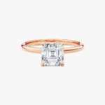 18K Solid Gold 1.00 CT Asscher Cut Natural Diamond Solitaire Engagement Ring - Image 3