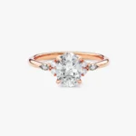 18K Solid Gold 1.00 CT Oval Cut Natural Diamond Cluster Accent Engagement Ring - Image 2