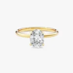 18K Solid Gold 2.00 CT Oval Cut Lab Grown Diamond Hidden Halo Engagement Ring