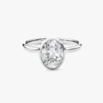 18K Solid Gold 2.00 CT Oval Cut Lab Grown Diamond Bezel Engagement Ring - Image 2