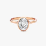 18K Solid Gold 2.00 CT Oval Cut Lab Grown Diamond Bezel Engagement Ring - Image 3