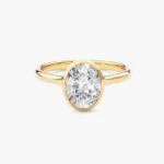 18K Solid Gold 2.00 CT Oval Cut Lab Grown Diamond Bezel Engagement Ring