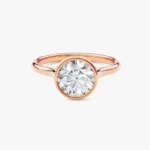 18K Solid Gold 1.00 CT Round Cut Lab Grown Diamond Bezel Engagement Ring - Image 3